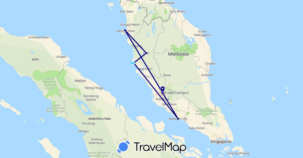 TravelMap itinerary: driving, boat in Malaysia (Asia)